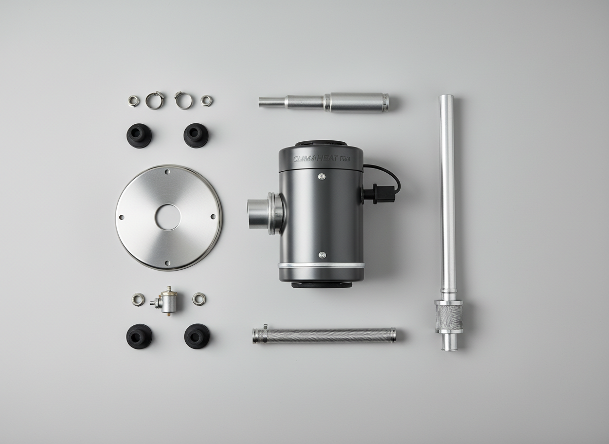 Eberspacher-style vehicle diesel heater with mounting components